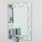 Beveled Glass Wall Vanity Mirror 31.5 Inchx23.6 Inch Silver